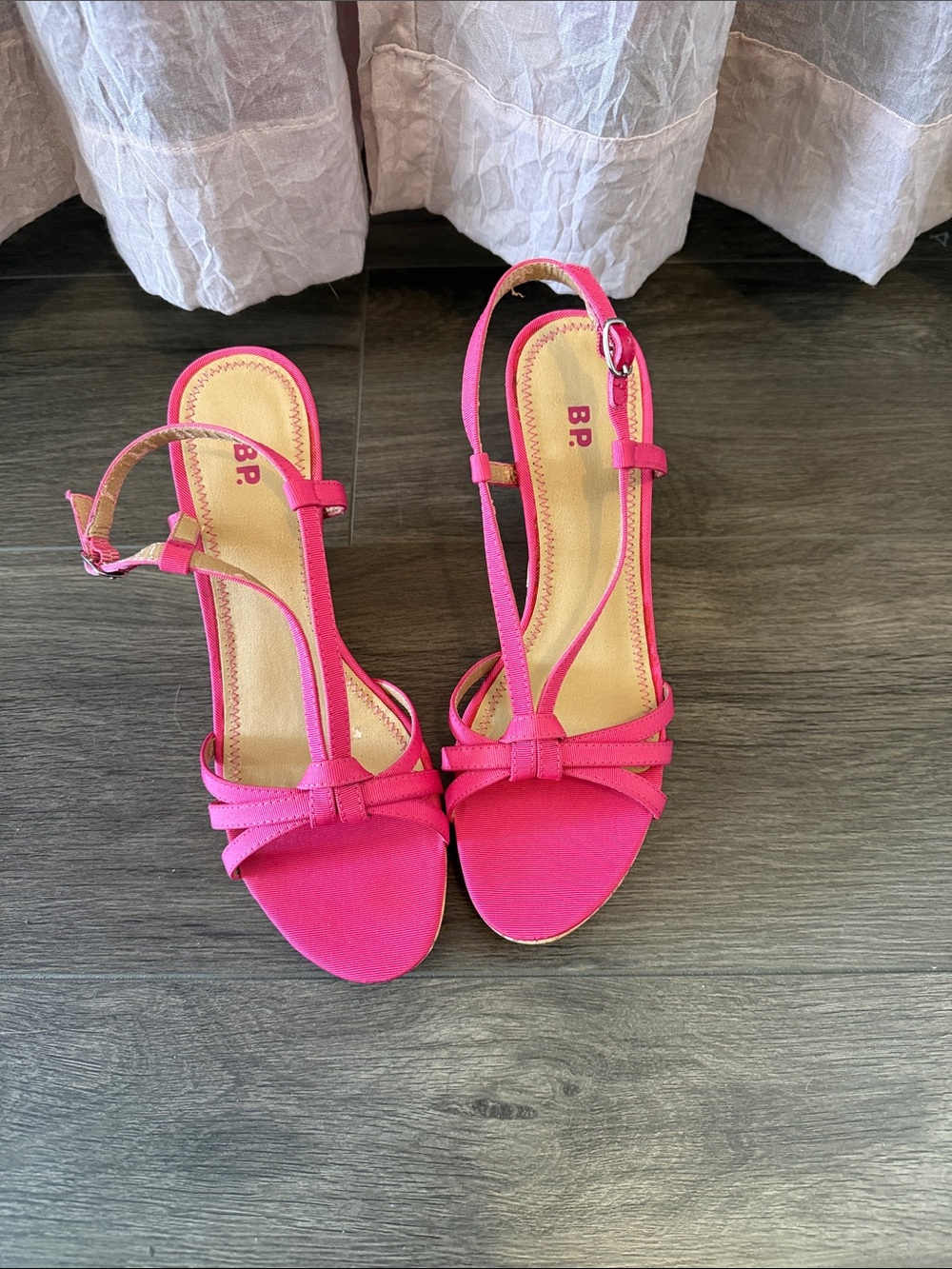 bp Bright Pink T-Strap Sandals for Women